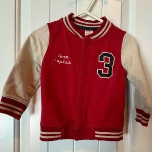Boys-18 mo.—Carter's Red Varsity Jacket w/ Striped Collar—PET & SMOKE-FREE HOME